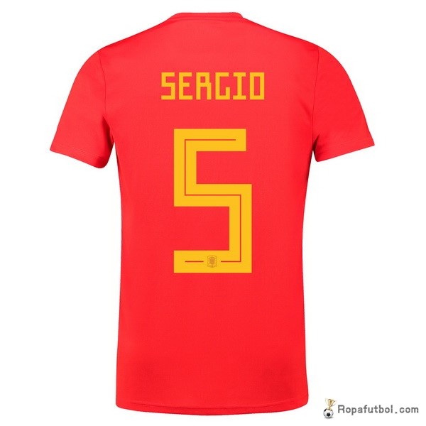 Camiseta España Replica Primera Ropa Sergio 2018 Rojo